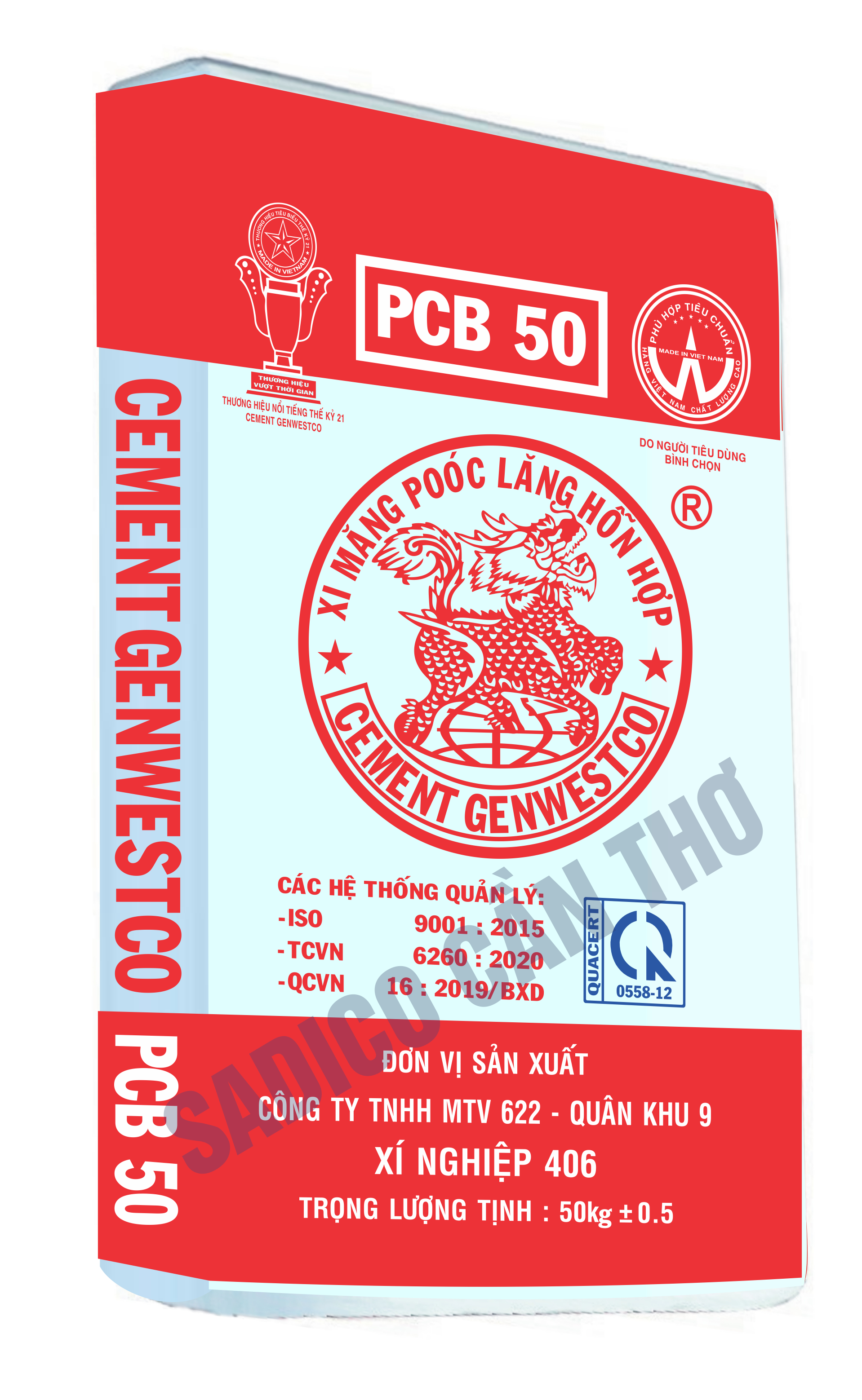 Vỏ bao XM Cement Genwestco PCB 50 Đỏ